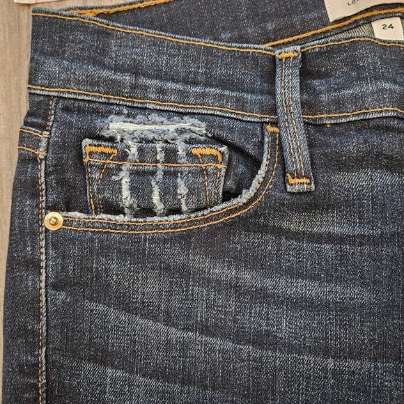 Frame Jeans Womens Size 24 Le Skinny De Jeanne Dark Wash Distressed Ankle Crop - Picture 6 of 12